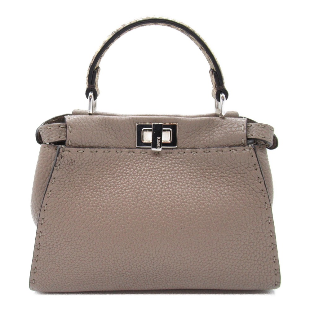 Fendi Python 2way Small Greige Shoulder Black Bag… - image 1